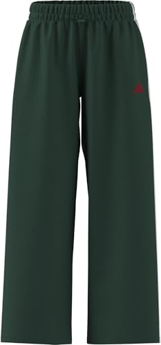adidas Women's Essentials 3-Stripes Woven Parachute Pants, Team Dark Green/White, L