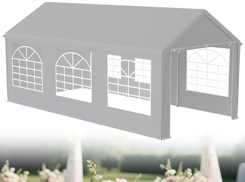 XMTECH Partyzelt Pavillon 3x6 m wasserdicht UV-Schutz 50+ mit herausnehmbaren Seitenteilen, Gartenpavillon Hochzeitszelt 18m² mit PE-Plane, stabil & wetterfest – Grau