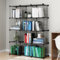 Hotplex Estantería multifuncional de metal con rejillas modulares – 12 cubos organizadores para dormitorio, salón, cocina – Estantería resistente para ropa, libros, zapatos, plantas – Fácil montaje