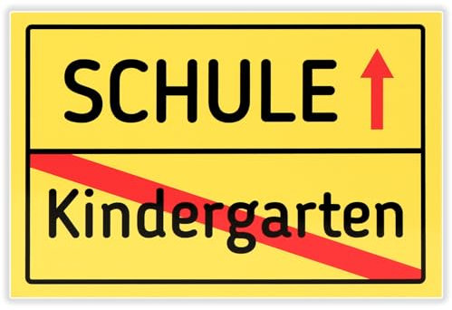 Ortsschild zur Einschulung Deko,Dekoration zum Grundschulebeginn-Von der Kindergarten bis Schule,Witziges Hinweisschild Start Schulzeit,Einschulung Grundschule Geschenk Mädchen Junge