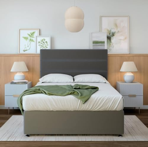 Bedmaster Plush Velvet Divan Base With Storage And Lined Headboard - Colour And Size Options (Graphite 4 Drawer, Super King)