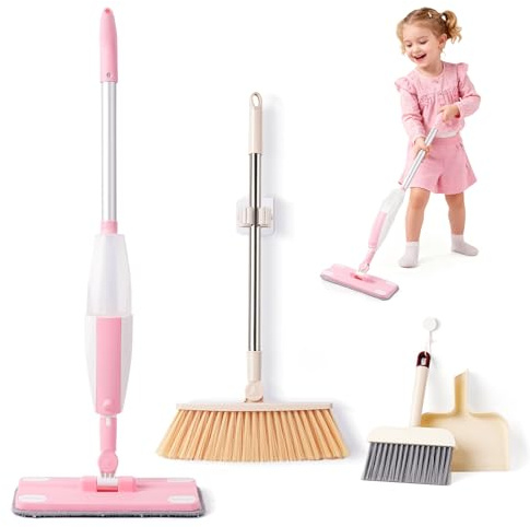 Toddler Gifts Cleaning Toy Sets, Real Working Water-Spraying Mop Toy