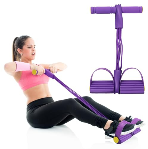 Multifunktionales Fitness Spannsei, 6 Tubes Pedal Widerstandsband mit Fußpedalen für Bauchtraining, Rückentraining & Beintraining, Widerstandsbänder für Ganzkörpertraining Zuhause
