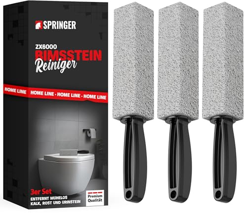 SPRINGER ZX6000 – pimpsten WC set om 3 – naturlig rengöringssten för toalett, badrum, kakel, grill och spis – för kalk, urinsten, rost och inbränd – WC-sten urinstensborttagare (set om 3)