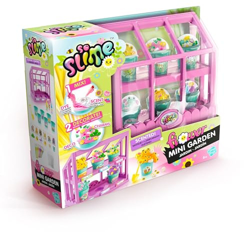 So Slime Flower Mini Garden | Slime Kit for Kids | Create & Decorate Scented Slimes with Charms | 6 Flower Pots & Mini Greenhouse Display | Kids Gift Age 6+