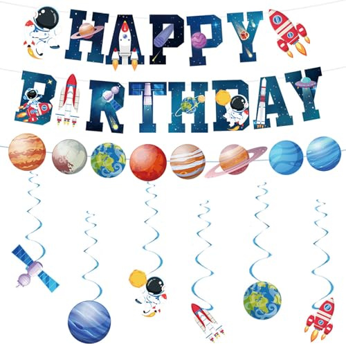 Weltraum Geburtstag Party Dekoration, Planet Geburtstagsdeko Luftschlangen, Raketen Party Geburtstag, Astronauten Raketen Geburtstagsdeko Birthday Decorations, Für Jungen und Mädchen geeignet