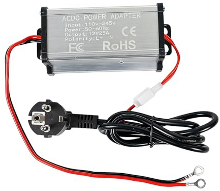 Adattatore di alimentazione per dispositivi di riscaldamento, trasformatore portatile da 110 V a 12 V, corrente alternata a corrente continua, 25 A, con protezione di sicurezza, per interni e garage