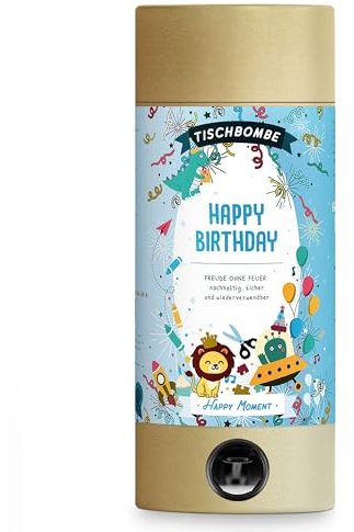 ARTOZ Tischbombe “Birthday Boy” - Wiederverwendbares Tischfeuerwerk ohne Feuer & Funken - Konfettikanone für Kinderparty - Premium Kinder Feuerwerk - Knallerbox für Kindergeburtstag