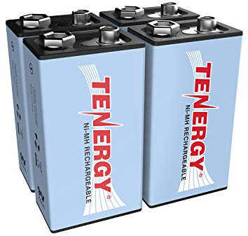 Tenergy 4 pezzi da 9 V 250 mAh batteria ricaricabile NiMH ad alta capacità