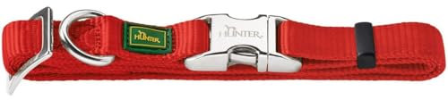 HUNTER VARIO BASIC ALU-STRONG Halsung, Hundehalsband, Nylon, Aluminium Steckverschluss, L, rot