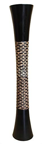 Leewadee Große Deko Bodenvase Für Dekozweige, Hohe Standvase Für Pampasgras, Design Holzvase, 70 cm, Schwarz