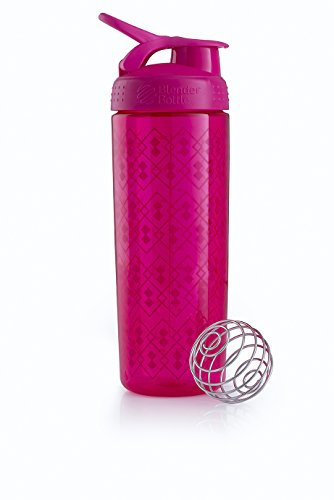BlenderBottle Signature Sleek Tritan Trinkflasche mit BlenderBall, geeignet als Protein Shaker, Eiweißshaker, Wasserflasche oder für Fitness Shakes, BPA frei, Pink Geo Lace (820 ml)