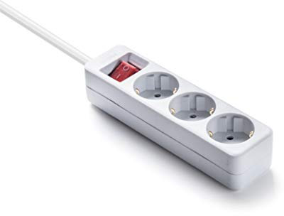 FAMATEL – Regleta ecosockets 3 tomas | Enchufes con Interruptor de encendido | 3 Metros | Hasta 3680W | Protección Infantil | Orientación tomas a 45o | Evita consumos fantasma | Blanco