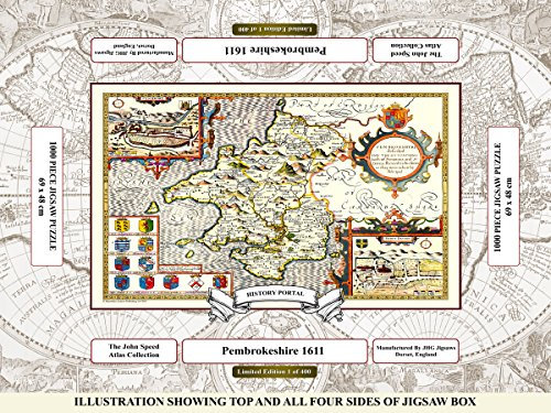 History Portal Limited Edition 1000 Piece Jigsaw Puzzle - Map of Pembrokeshire, Wales 1611 by John Speed
