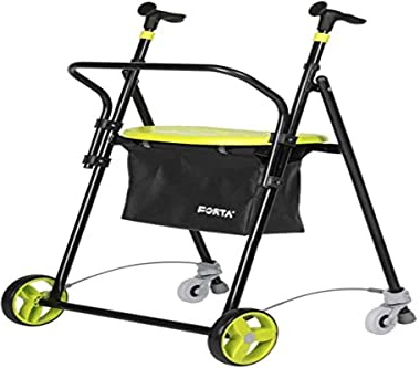 Queraltó Gehwagen für ältere Menschen, klappbar aus Stahl, mit Hinterradbremsen, mit Korbsitz und Rückenlehne, Farbe Pistazie