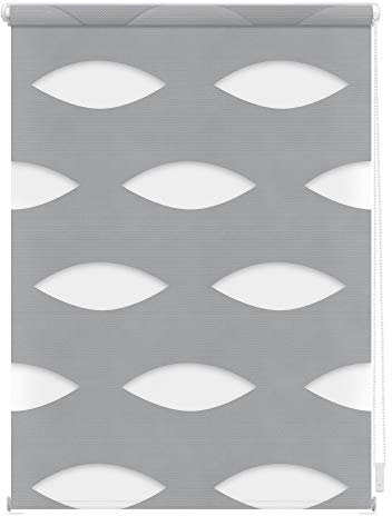 Lichtblick Doppelrollo Klemmfix ohne Bohren, Ellipse, Blickdicht, Klemmträger-Montage, Sichtschutz, Wandmongtage, Deckenmontage, für Fenster Grau,45 cm x 150 cm (B x L)