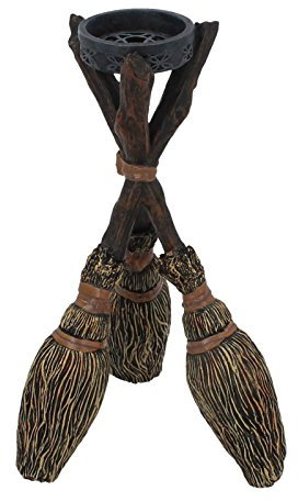Nemesis Now Broomstick Teelichthalter, 20,5 cm, Braun