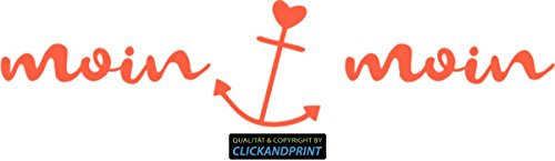 CLICKANDPRINT Aufkleber » Moin Moin, 140x32,6cm, Neon Orange • Dekoaufkleber/Autoaufkleber/Sticker/Decal/Vinyl