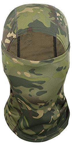 ZARRS Pasamontañas,Balaclava Transpirable Máscara Facial Calentar Ligera Hombres Mujeres para Actividades al Aire Libre Motociclismo Ciclismo Deportes Nylon Camuflaje Verde