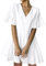 FANCYINN Robe Courte Femme Ourlet à Volants Lin Casual Robe Patineus Blanc S