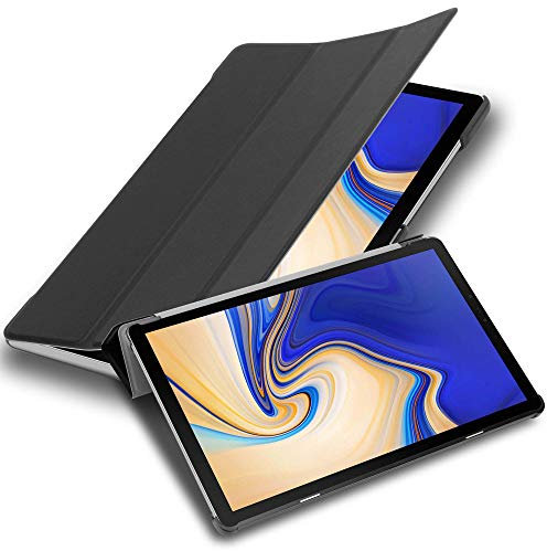 Cadorabo Funda Tableta para Samsung Galaxy Tab S5e (10.5 Zoll) SM-T725N in Negro SATÉN – Cubierta Proteccíon Bien Fina en Cuero Artificial en Estilo Libro con Auto Wake Up e Función de Suporte