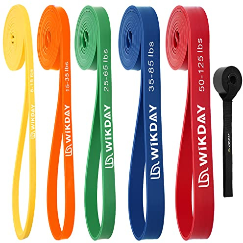 WIKDAY Resistance Bands for Working Out Set of 5 with Door Anchor, 8-125LBS