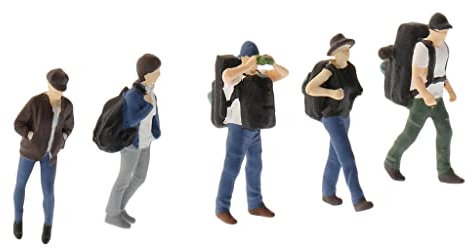 TOOYFUL T 5 Stück 1: 64 Wanderer Backpackers Reisende Gruppe für Miniatur Outdoor-Szene - A