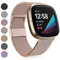 Faliogo Compatible con correa Fitbit Versa 3/Fitbit Versa 4/correa Fitbit Sense, correa de repuesto ajustable de acero inoxidable con bloqueo magnético para Versa 4/Versa 3/Sense, pequeño oro rosa