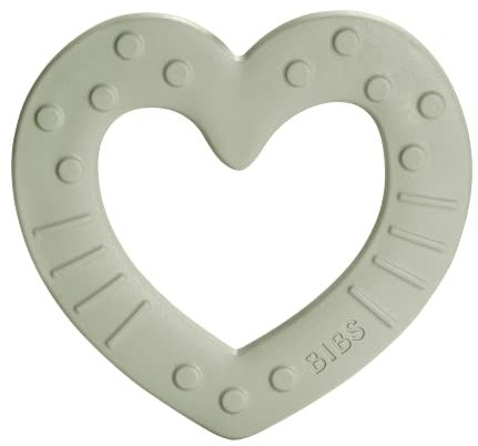 BIBS Baby Bitie Beißring Herz, BPA-frei, Lebensmittelecht, Thermoplastisches Polyurethan, Sage