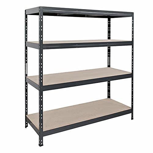 Master Regale Rivet Schwerlastregal mit lackierbaren HDF-Platten, 180x150x45cm (HxBxT), 4 Böden mit je 250kg Tragkraft, anthrazitgrau, praktisches Stecksystem, umweltfreundlich und recycelbar