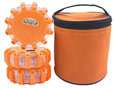 Bseical Gyrophare LED, Feux de Remorque LED sans Fil Étanche, Gyrophare Orange a Pile, Gyrophare Bleu Gyrophare Tracteur, Stroboscope Feux, Girophare pour Voiture Bateau Camion (Orange, 3 Pièces)