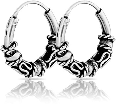 NKlaus Paar Bali Creole 10mm Keltisch Schlangen 925 Sterling Silber Mittelalter 4963