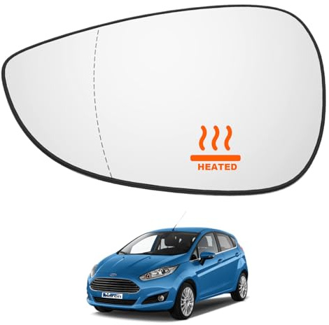 BIAREN Wing Mirror Glass Left Passenger Side For Ford Fiesta Mk7 2008-2017 1531444 8A6117K741DC Wing Mirror Glass + Back Plate