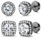 Morfetto 14 K Posteriore piana rotonda piazza Orecchini con perno per le donne degli uomini di grandi dimensioni Big Cubic Zirconia Orecchini con perno Mens orecchini Flatback orecchini Nero