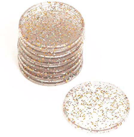Craftelier - Plastik Glitter Scheiben Ringe L für Scrapbooking Bindung für Planer, Agenden, Notizbücher oder Alben | Packung mit 9 Stück 45mm Durchmesser - Glitter Gold, Rosa und Blau Farbe