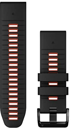 Cinturino Originale Garmin, 26mm, QuickFit, Silicone, Black & Flame Red (stile Garmin epix 2 Pro)