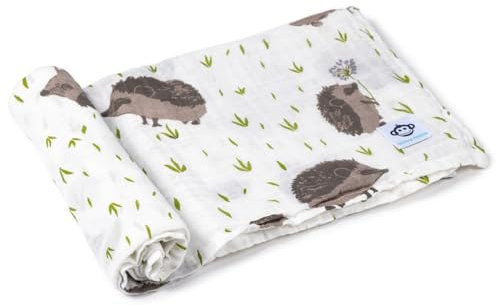 Micu Micu Baby Pucktuch, Musselin Decke Baby, Mulltuch 120x120 cm, Extra Weich, Große Größe, Babygeschenke Zur Geburt Junge und Mädchen (Igel)