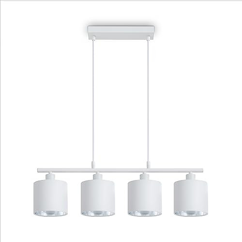 Paco Home Hängelampe 4-Flammig Innen Deckenlampe LED Lampe Lampenschirm Metall Pendellampe Wohnzimmer Esszimmerlampe Modernes Design Uni Schirm E14