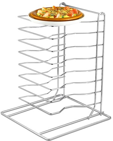 Suzile 1 x Pizzaregal mit 8 Etagen, 9,5 x 8,1 x 16,5 cm (L x B x H), Edelstahl-Pfannenständer, für Party, Buffet, Tisch, Serviertablett, Präsentationsständer für Zuhause, Restaurant, Catering