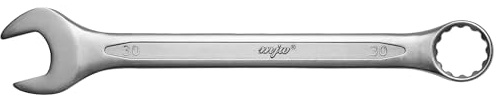 MJW Ringschlüssel 30 mm - Maul-Ringschlüssel aus CrV Stahl, DIN 3113 15° abgewinkelter Ring & Gabel ergonomischer Griff Werkzeug für Werkstatt