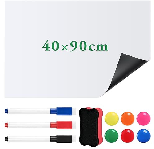 Papier Tableau Blanc Magnétique 90 * 40cm Adhesif Tableau Blanc Effacable Autocollant,Adhesif Tableau Blanc Mural,Tableau Blanc Mural Film pour l'école,Bureau,Famille