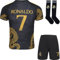 Mokiss R. Madrid #7 Kinder Trikot Fußball Spezielle Golddrachen-Edition, Shorts Socken Jugendgrößen (Schwarz,24)