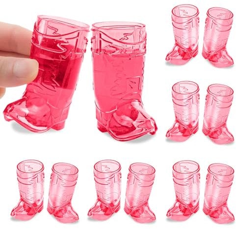 YAXINRUI Cowboy Boot Shot Glasses - 12 Pcs 1 Oz Mini Plastic Cowboy Shot Glasses Boot Cups for Cowboy Theme Parties Decorations, Bachelorette Party Supplies, Wedding and Birthday Decorations