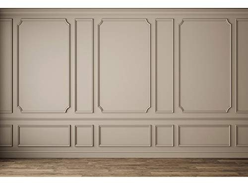 SDOTPMT 10x6.5ft Modern Classic Gray Panels Backdrop Vintage Interior Wood Floor Photography Background for Photographer Photo Empty Room Architectural Houses Flats Interior Decor Polyester Props