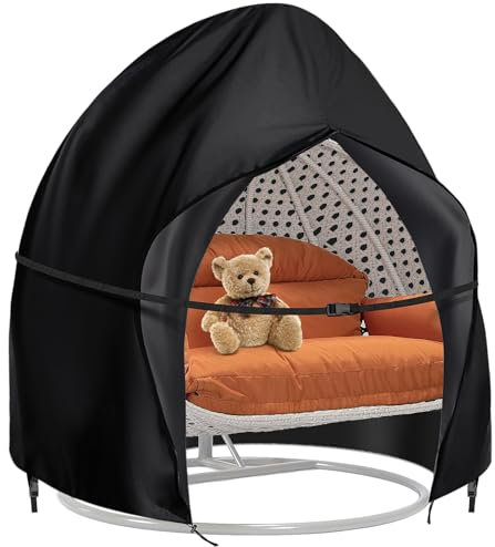 Garden Egg Chair Covers Waterproof,Double Egg Chair Cover,420D Oxford Cloth, Heavy Duty Swing Chair Outdoor Garden Cocoon Cover With Zipper, 230cmX200cm(Double, Dark)
