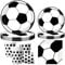 50pcs Fútbol Party Tableware Set,Decoración de fiesta de cumpleaños de fútbol 10 invitados,Fútbol blanco y negro platos de papel vasos servilletas Decor para fiesta de cumpleaños