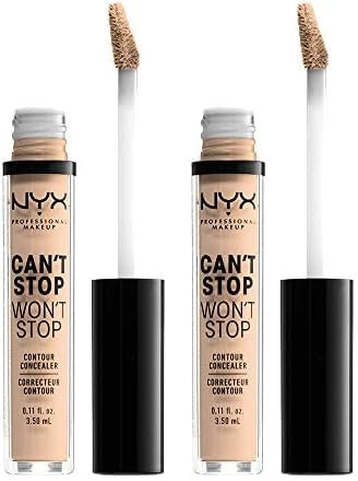 NYX Professional Makeup Can't Stop Won't Stop Contour Concealer - wasserfester flüssiger Abdeckstift, Kaschieren & Highlighten, 3, 5 ml, Vanilla 06 (Packung mit 2)