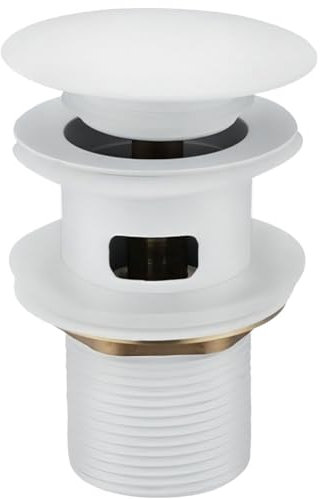 Antfly Garniture de vidage pour lavabo avec trop-plein, bonde de vidage, Pop Up Valve,Garniture de vidage universelle pour lavabo et plan de toilette (Blanc)
