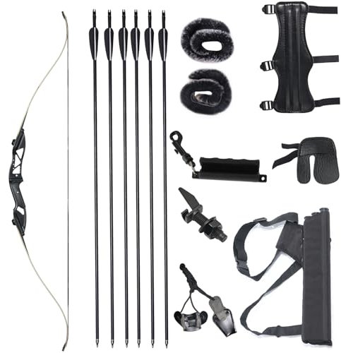 Pfeil und Bogen Set Erwachsene 56 Zoll Takedown Sportbogen Jagdbogen mit Pfeilköcher Metall Riser Rechte Hand für Zielschießübungen 30-50lbs (45 lbs)