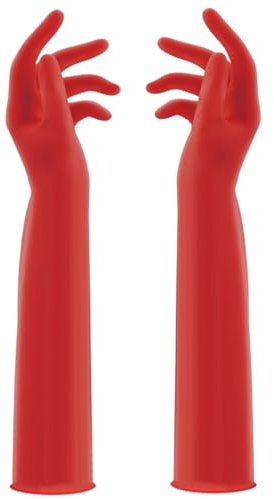 YONG-SHENG 55CM Cleaning Glove, Kitchen Dishwashing Glove, Heavy Duty Rubber Gloves, Waterproof Gloves, Non-slip and Corrosion-Resistant, Suitable for Housework Cleaning (Red, M)